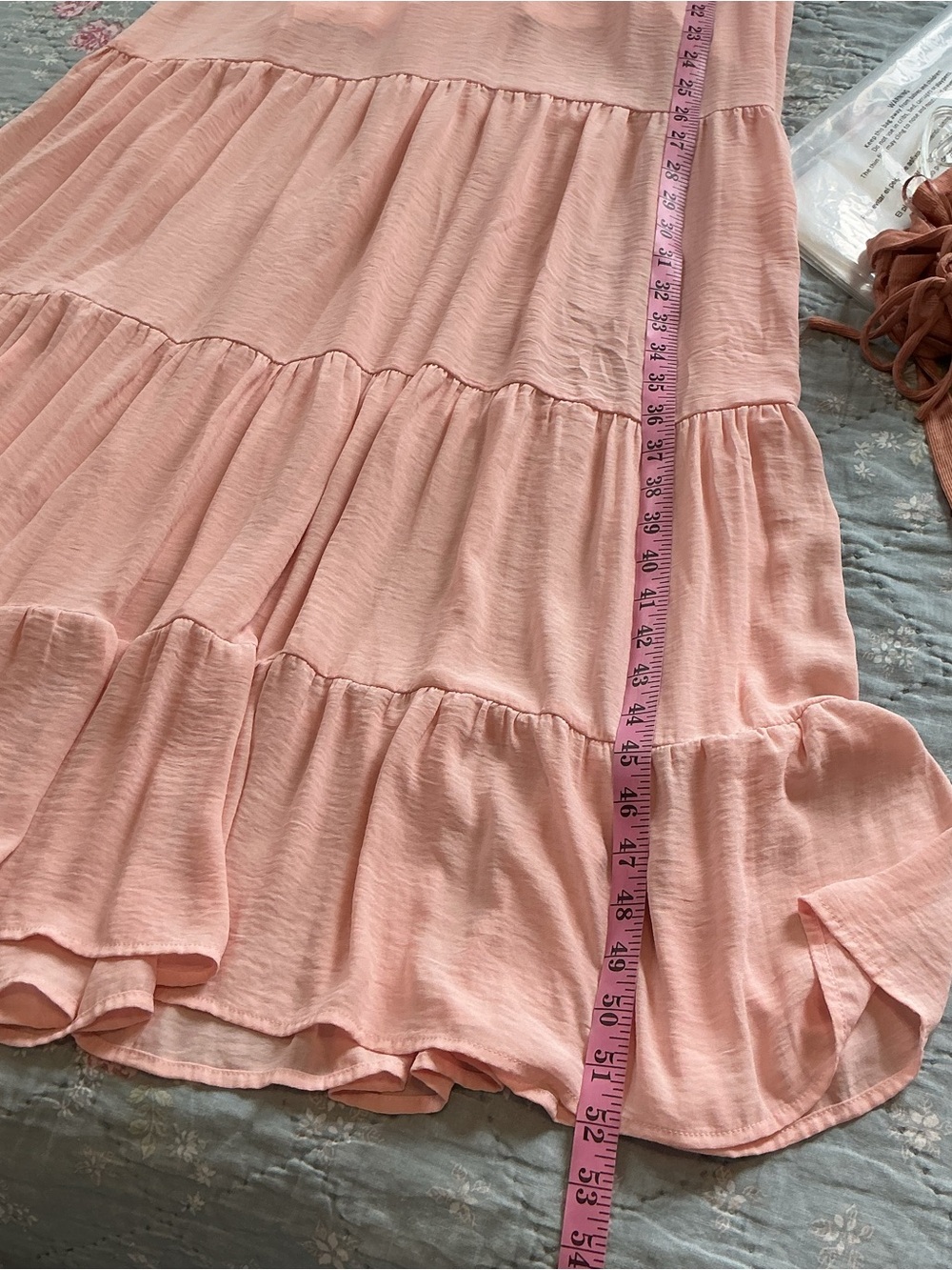 Venus Blush Pink Off Shoulder Maxi Dress Tiered Ruffle Size 12 Bridesmaid Boho - Picture 8 of 14
